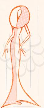 sketch of fashion model - using of sphere in gown designing