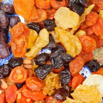 background from many dried fruits