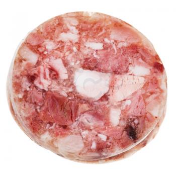 sliced head cheese isolated on white background
