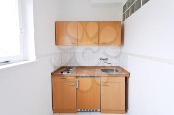 simple kitchen with window and furniture set