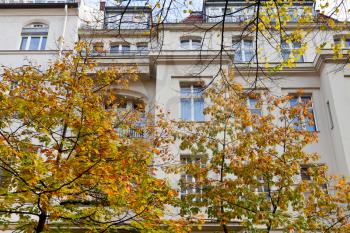 facade of urban mansion of the 19th century on Fasanenstrasse in Berlin in autumn