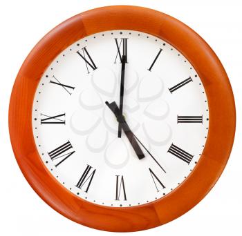 five o clock on round dial wall clock - end of working day