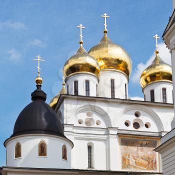 golden cupola of Dormition Cathedral of Dmitrov Kremlin, Russia