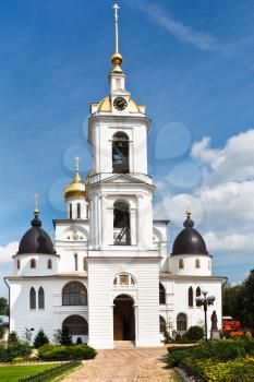 Bell tower of Dormition Cathedral of Kremlin in Dmitrov, Russia