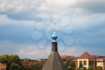 Dome of Chapel of St. Alexander Nevsky in Dmitrov, Russia in overcast day