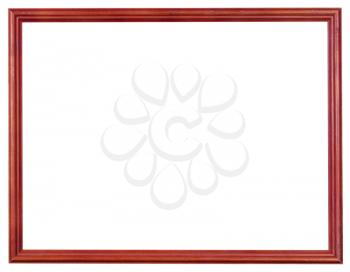 narrow red modern wooden picture frame with cut out canvas isolated on white background