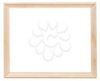 light wooden simple picture frame with cutout canvas isolated on white background