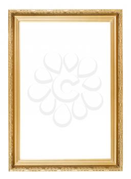 gold picture frame with carved pattern isolated on white background
