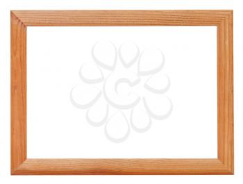 modern narrow wood picture frame with cutout canvas isolated on white background
