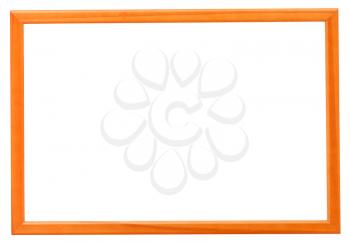 modern orange narrow picture frame with cutout canvas isolated on white background