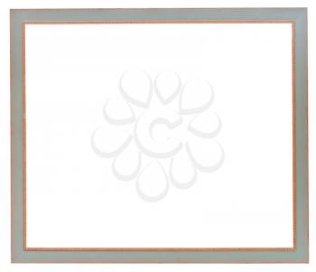 simple grey narrow flat picture frame with cutout canvas isolated on white background