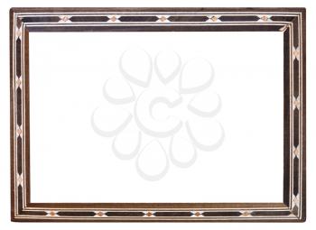 retro inlaid narrow picture frame with cutout canvas isolated on white background