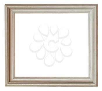 wide grey painted wooden picture frame isolated on white background