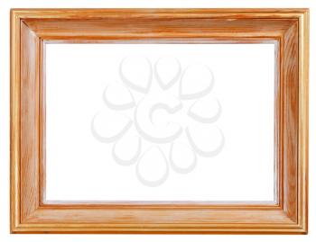 wide classical wooden picture frame with cutout canvas isolated on white background