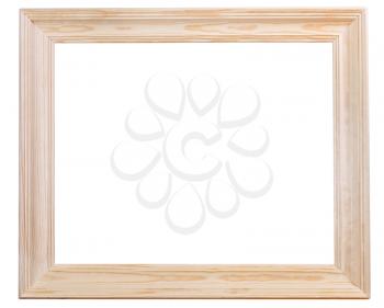 wide light simple picture frame with cutout canvas isolated on white background
