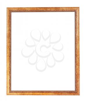 narrow bronze vintage picture frame with cutout canvas isolated on white background