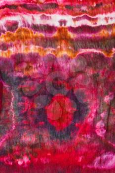 abstract pink pattern of painted silk batik on handmade scarf
