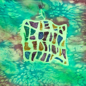 abstract Salting pattern of painted silk batik on handmade scarf