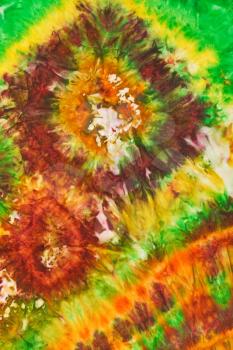 abstract bright summer floral pattern of painted silk batik on handmade scarf
