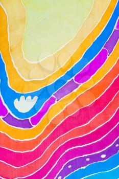 abstract rainbow picture on silk hand made batik