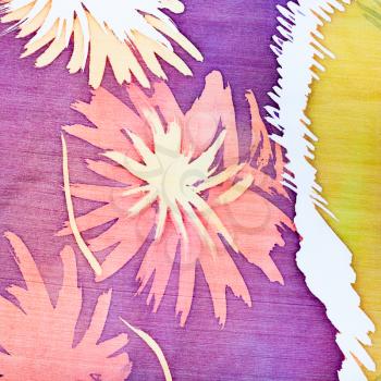 abstract pattern with flowers on silk batik