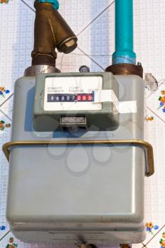 residential gas meter of usual diaphragm style on home flat