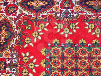 traditional ornament of Central Asian vintage carpet on middle of the 20th century