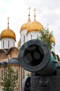 Tsar Cannon and Dormition Cathedral in Moscow Kremlin