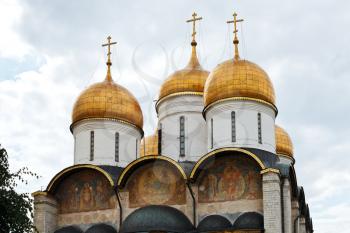 golden domes of Dormition Cathedral in Moscow Kremlin