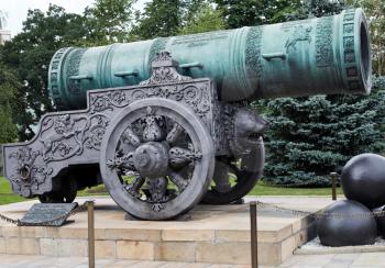 largest Tsar Cannon monument in Moscow Kremlin, Russia