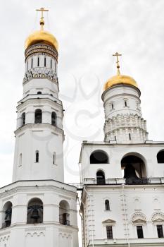 walls of Ivan the Great Bell Tower and Assumption belfry in Moscow Kremlin