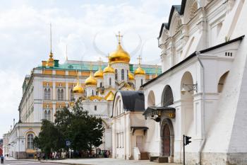 Archangel Cathedral, Annunciation Cathedral and Grand Kremlin Palace in Moscow Kremlin