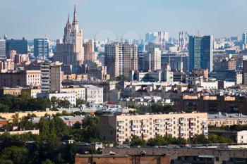 panorama of Moscow city center in summer afternoon
