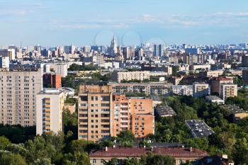 central Moscow city skyline in summer afternoon