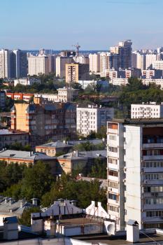 skyline with residential houses in Moscow city