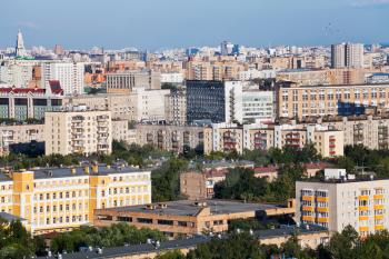 panorama of Moscow city in summer afternoon time
