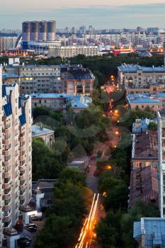 above view on urban street in Moscow
