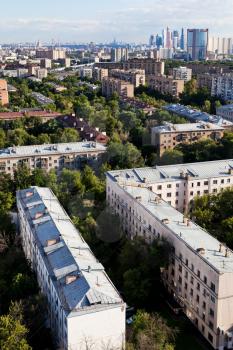 above view of Moscow city in summer afternoon