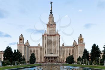 front view of Moscow State University in early morning