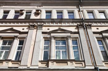 facade of house in style of Moscow Empire of the 19th century