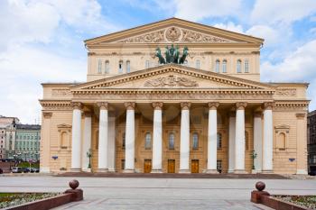 front view of Bolshoi Theatre building in Moscow, Russia