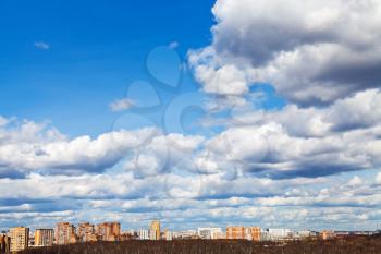 skyline with spring evening clouds in Moscow