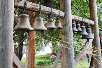 old church bells of belfry of andronikov monastery in Moscow, Russia
