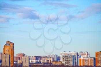 urban panoramic landscape in sunny afternoon in Moscow