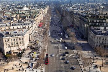 paris, france, city, urban, panorama, skyline, champs elysees, street, avenue, arch, panoramic, landscape, monument, town, outdoor, view, scenery, scenic, cityscape, french, spring, march, house, buil