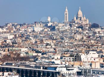 Montmartre Hill and Basilique Sacre Coeur in Paris