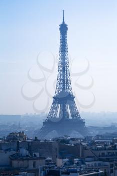 view of Eiffel tower in blue spring morning