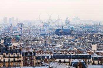 skyline of Paris city in march, France