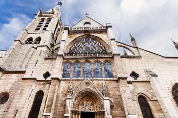facade of medieval Church of Saint-Severin in Paris