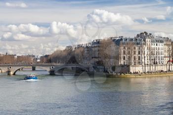 view of Seine river and Pont Louis-Philippe in Paris
